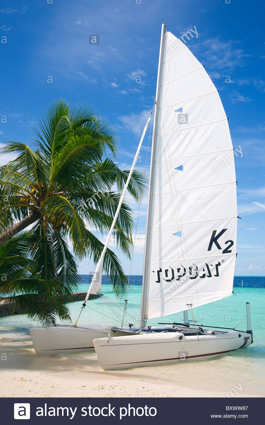 Topcat K2 sailing catamaran boat at Biyadhoo island Maldives Stock Photo 33760055 Alamy