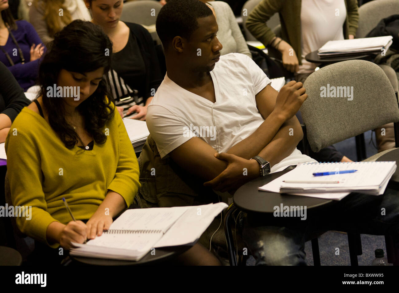 Tuition for students in Henry Thomas lecture theatre at London Metropolitan University's Holloway Road campus. Stock Photo