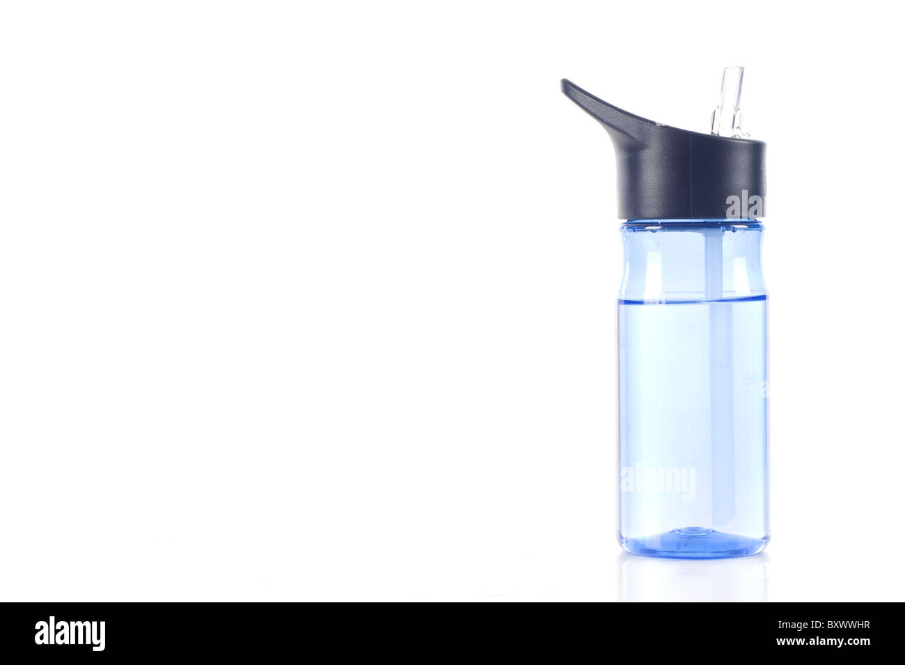 Blue Bottle Spring Water, a lot of Copyspace - Isolated over a white background Stock Photo