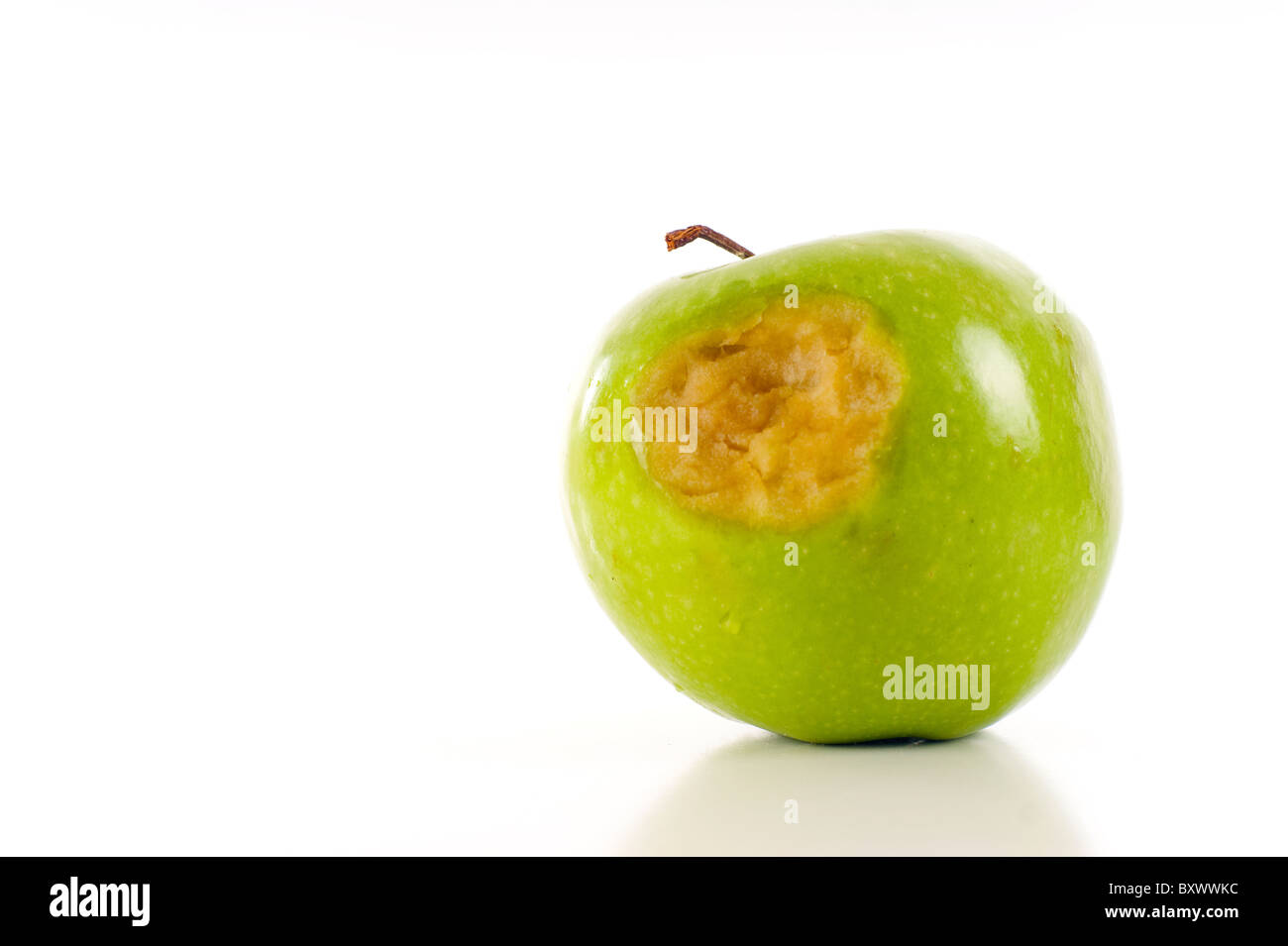 One Rotten Apple - Isolated over a white background Stock Photo