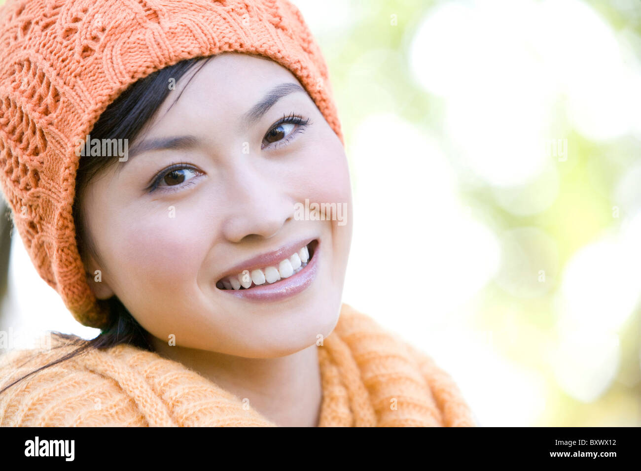 Young Woman in a Park in Autumn Stock Photo - Alamy