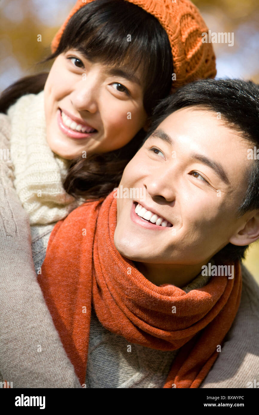 Young Couple Enjoying a Park in Autumn Stock Photo - Alamy