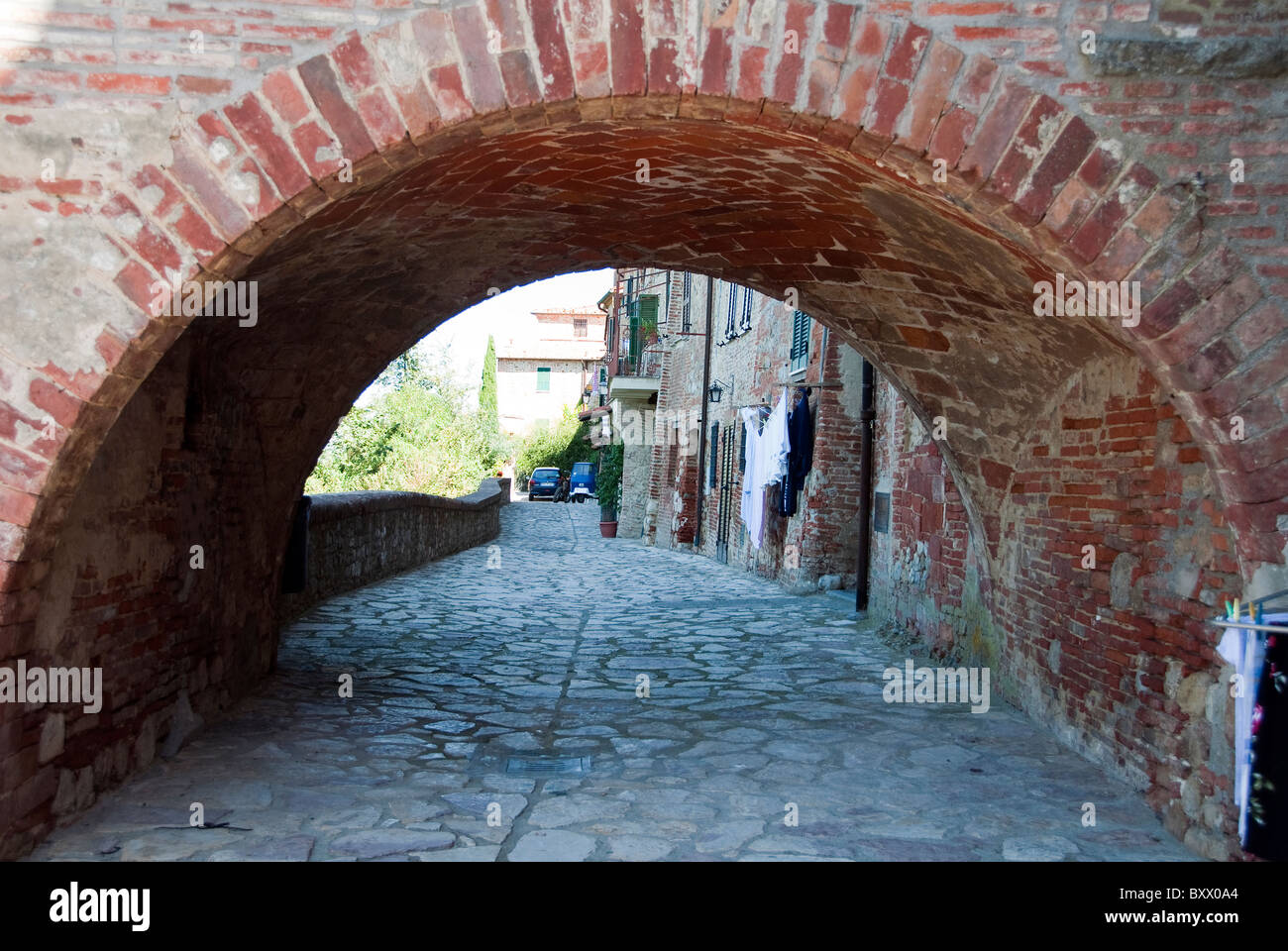 Archway in the wall of the fortified town of Ficulle in Umbria, Italy Stock Photo