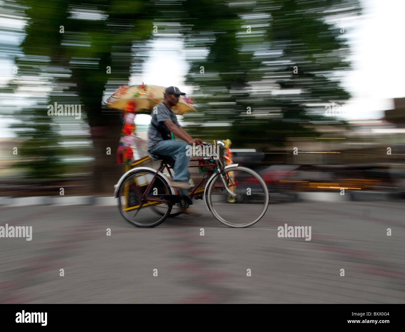 Trishaw motion blur Stock Photo