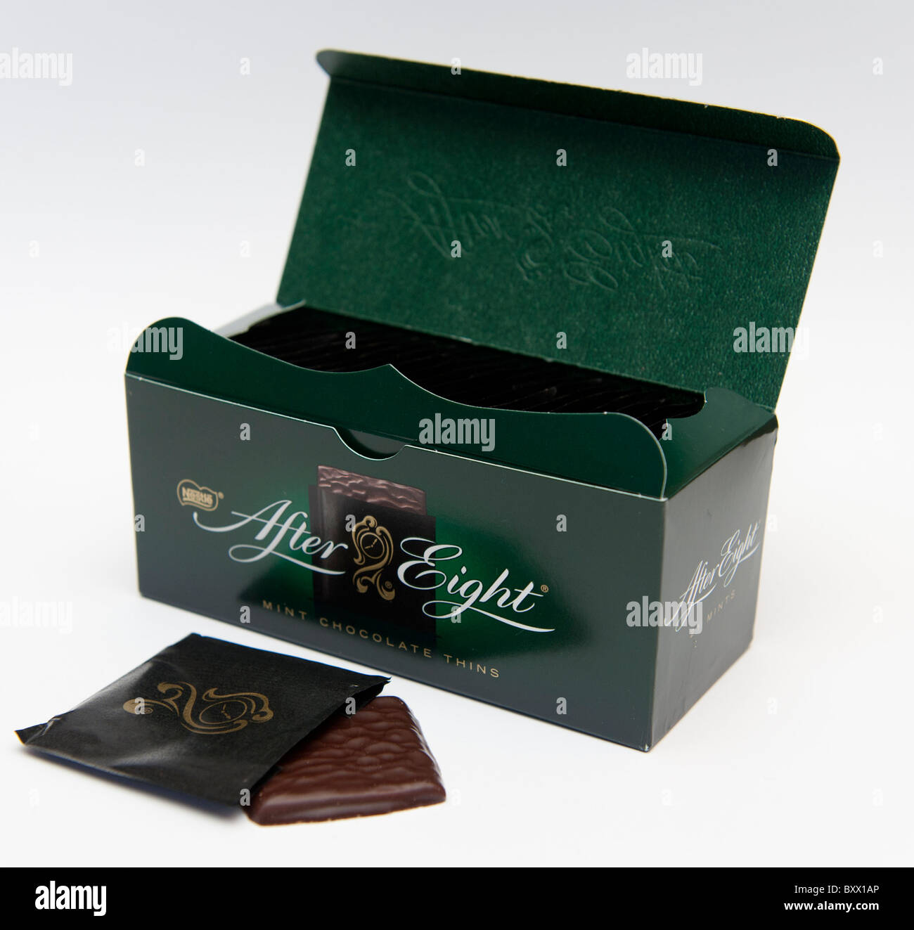 A box of Nestle's After Eight mint thins chocolates, UK Stock Photo