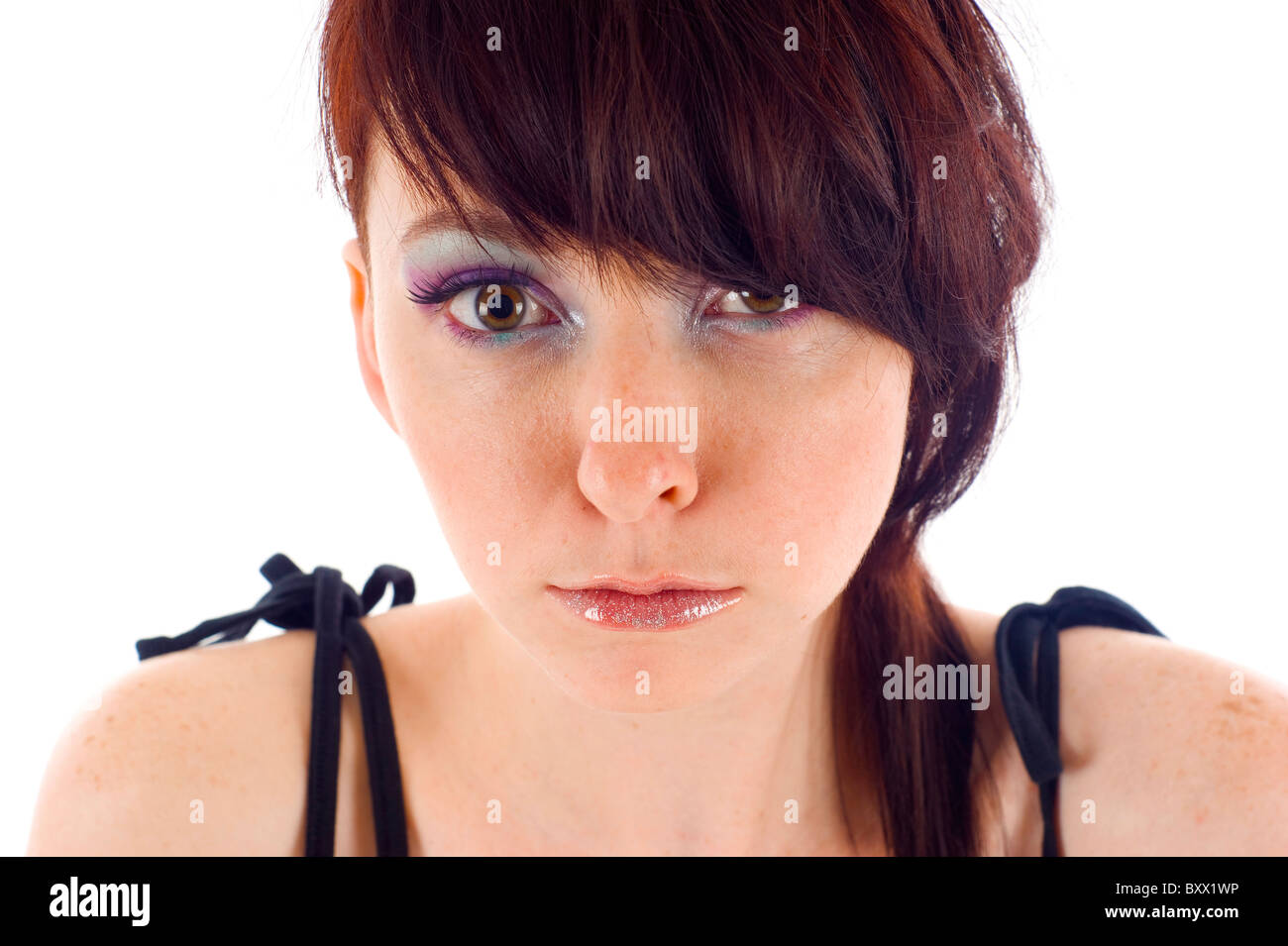 Beautiful Confused Woman Staring - Isolated over White Stock Photo - Alamy