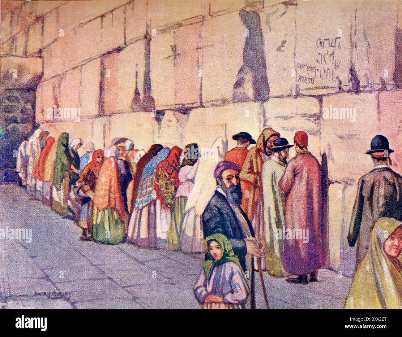 The Wailing Wall, Jerusalem, Palestine, circa 1910. Stock Photo