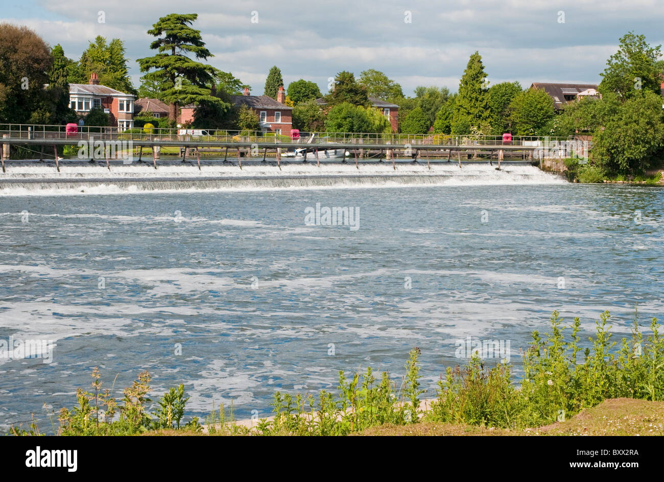 The Weir on the River Thames at Marlow, an English town in Buckinghamshire England UK Stock Photo