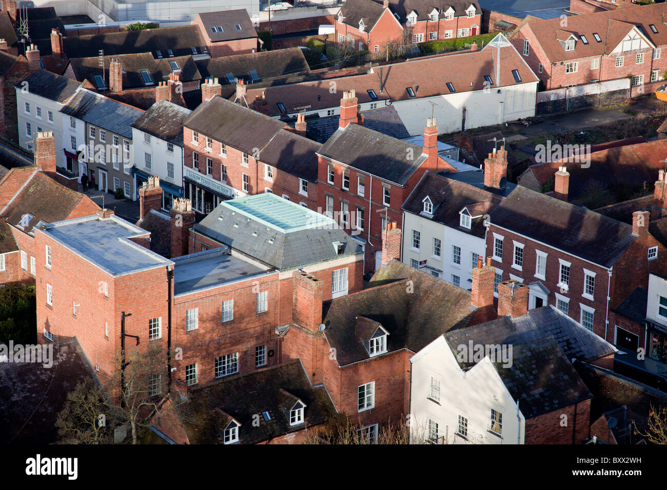 Corve Street, Ludlow, Shropshire from above Stock Photo