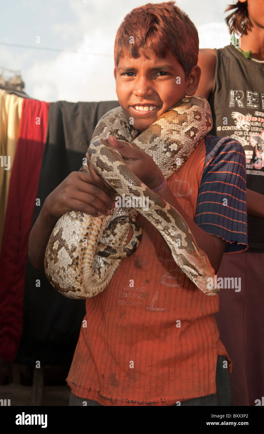 Boy and a python in kathmandu hi-res stock photography and images - Alamy