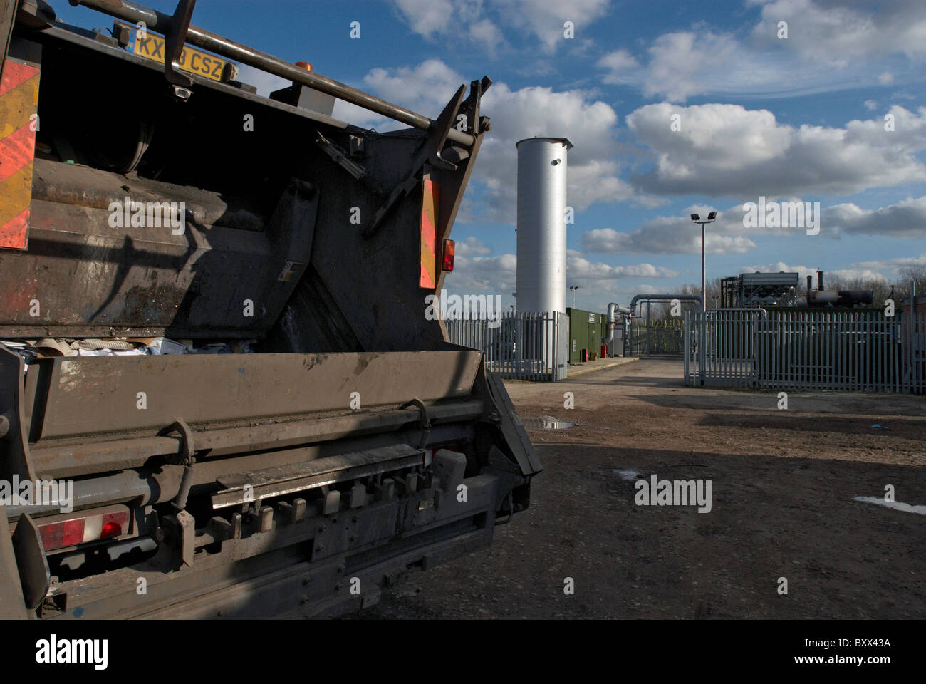 Bio fuel plant which powers Peterborough's landfill and recycling centre UK Stock Photo