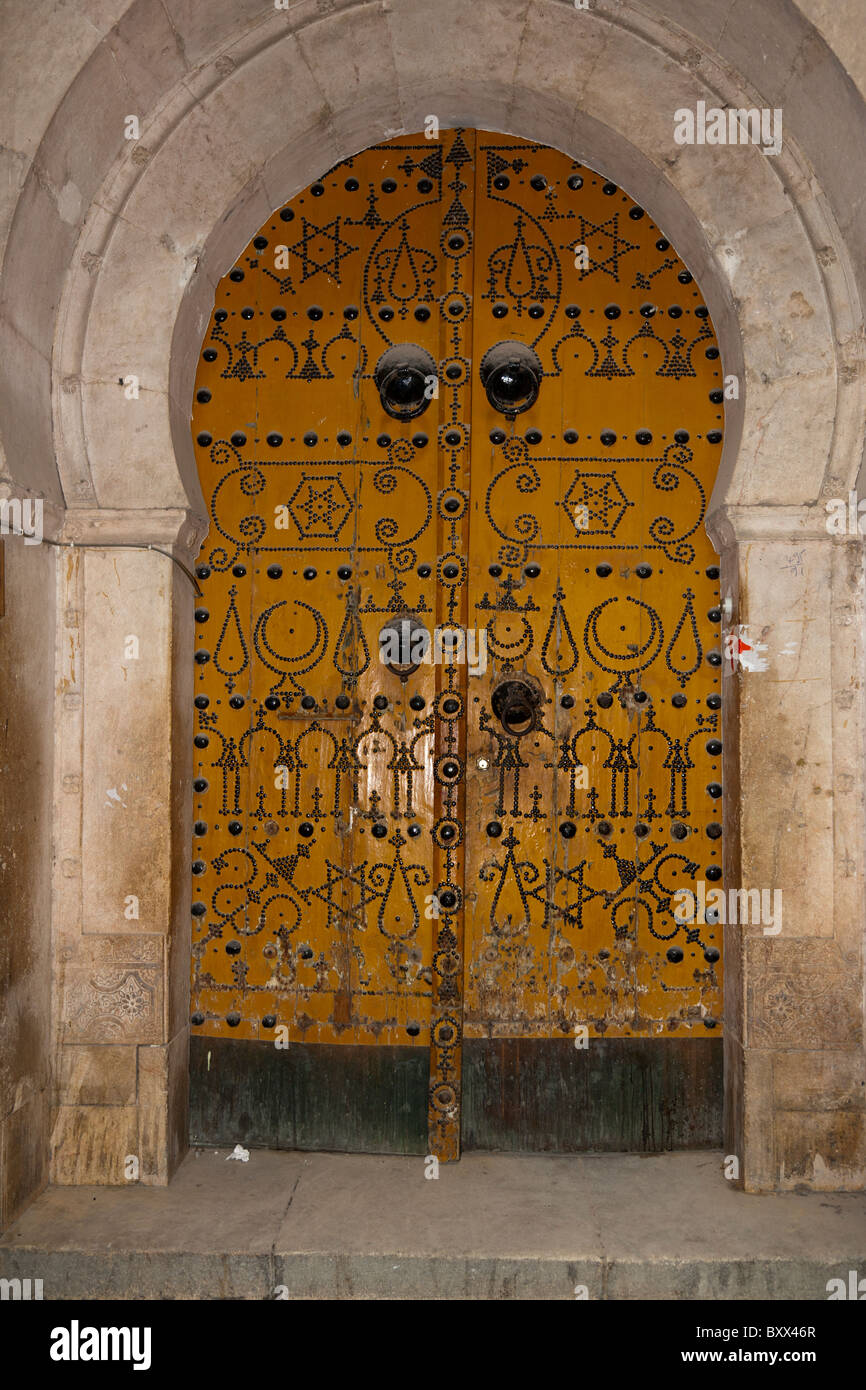 Old Wooden Studded Door Souk Media Tunis Tunisia Stock Photo
