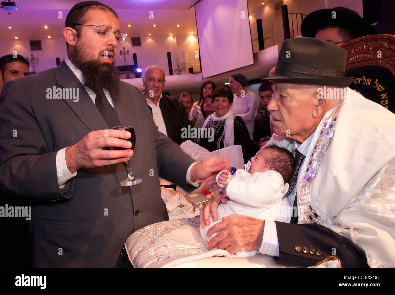 Jewish Circumcision ceremony. Jerusalem. Israel Stock Photo