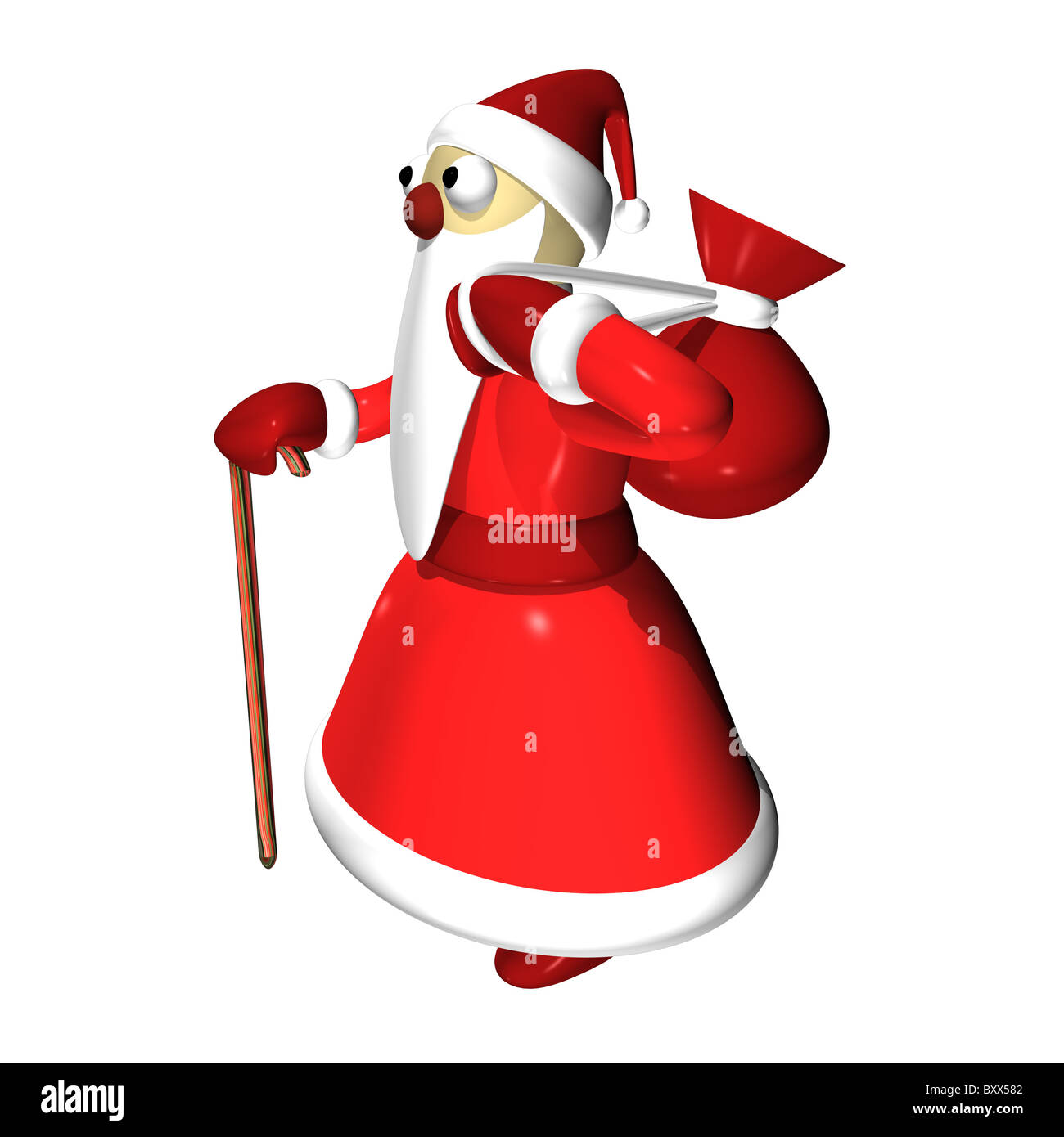 Santa Claus with a bag, 3d, it is isolated Stock Photo - Alamy