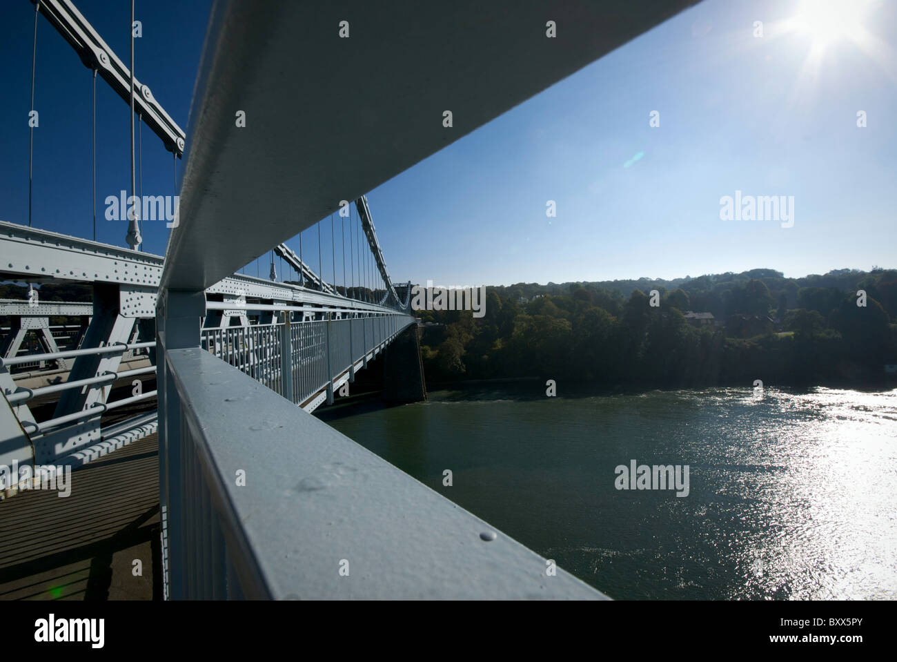 Menai Bridge Gwynedd Anglesea Wales UK Strait Porthaethwy Bangor A5