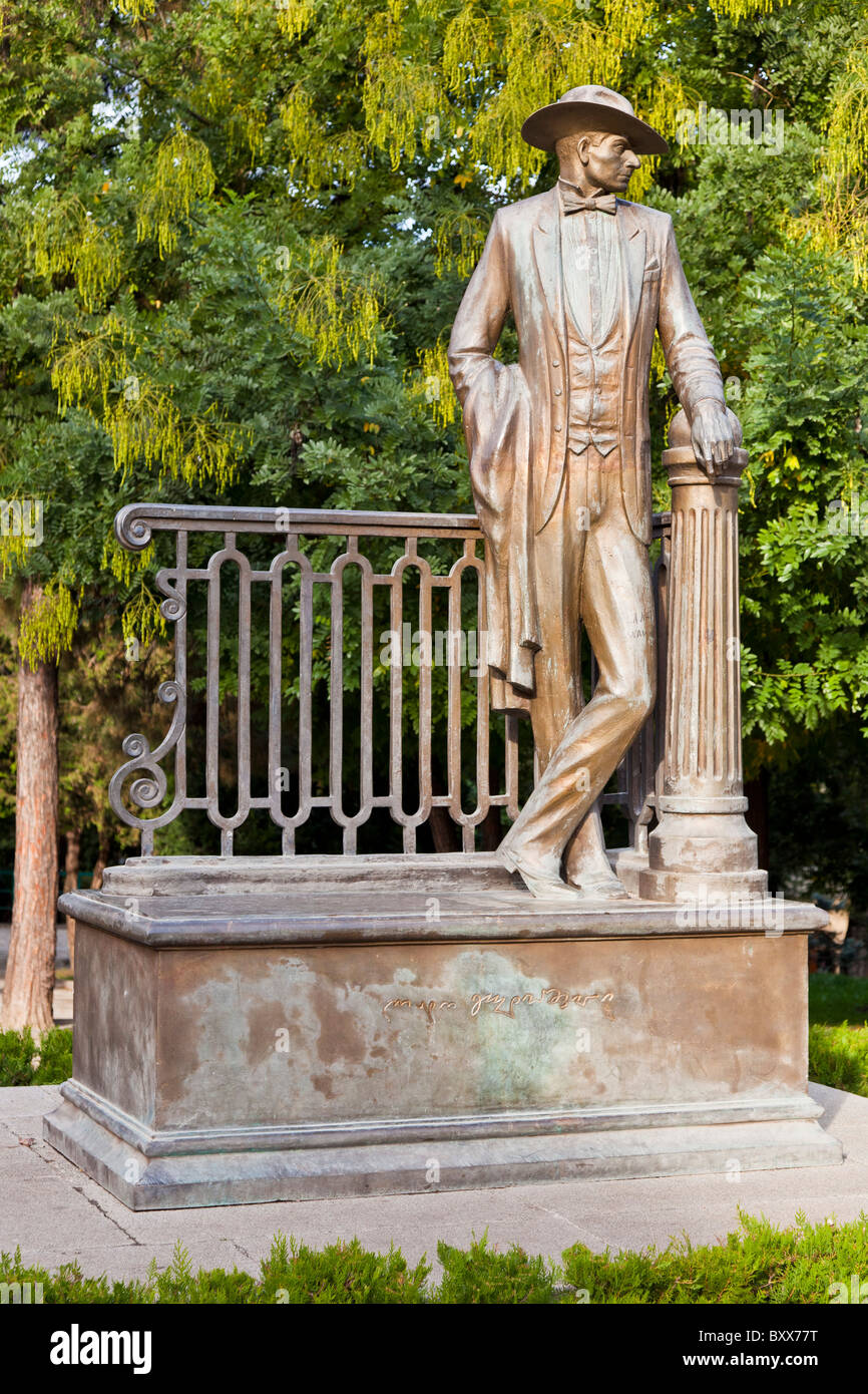 Bronze sculpture statue of the painter Lado Gudiashvili in broad ...