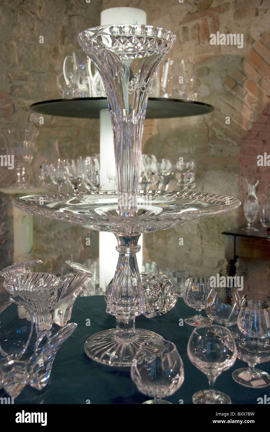 Crystal for sale in Colle Val d'Elsa, Tuscany, Italy, a town near Siena known for its production of crystal Stock Photo
