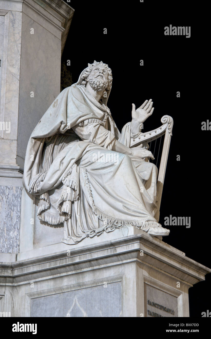 Statue of King David on the pedestal of the Colonna dell'Immacolata Concezione (1856). Stock Photo