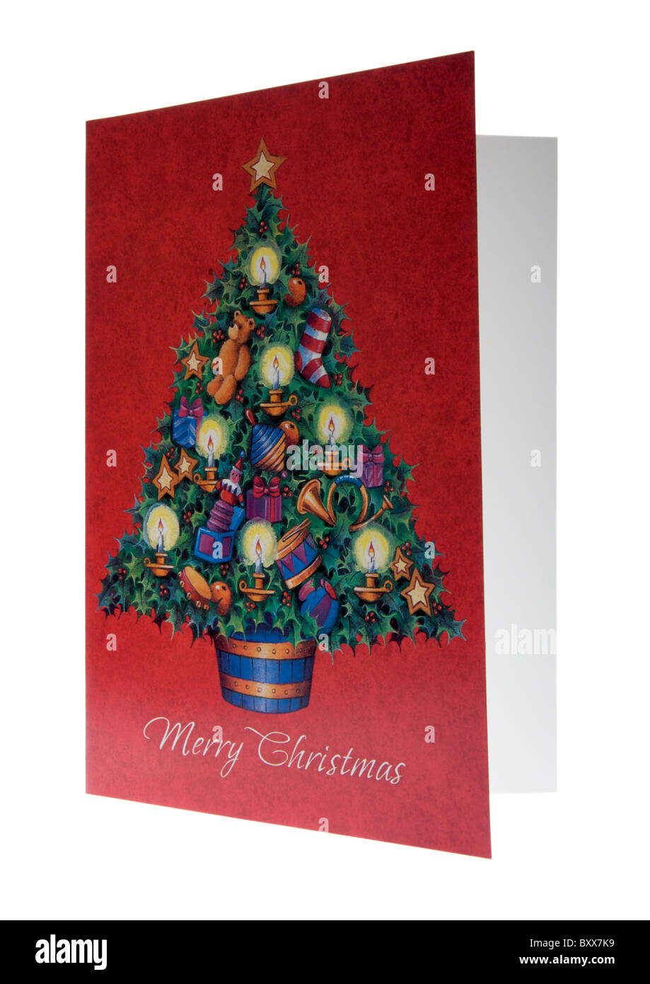 Christmas greeting card on white background Stock Photo