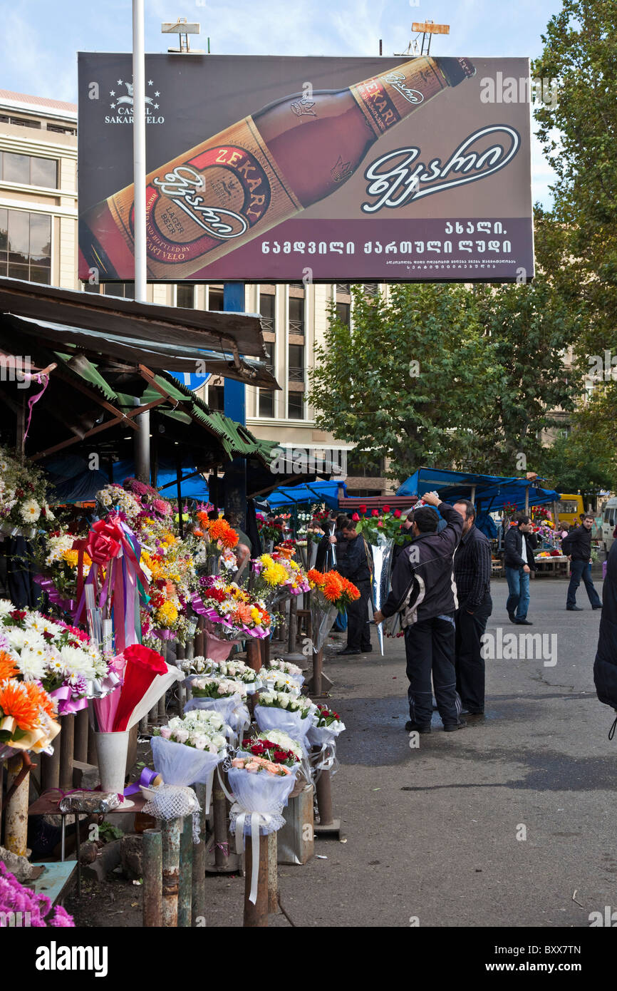 Street Market With Stall Selling Flowers Tbilisi Georgia Jmh4045 Stock Photo Alamy