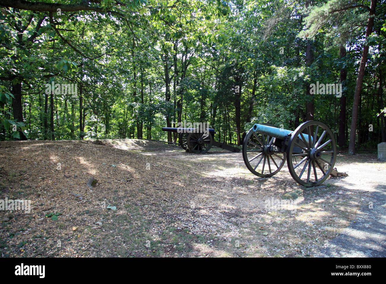 Cannon lined up on Lee's Hill above Fredericksburg Battlefield