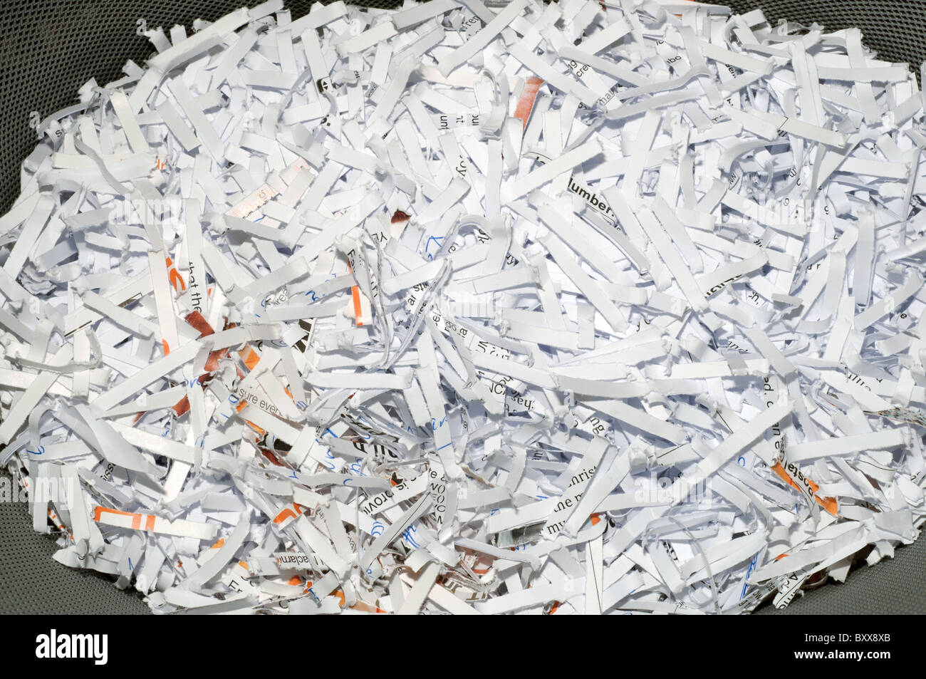 Shredded Paper in a Bin Stock Photo