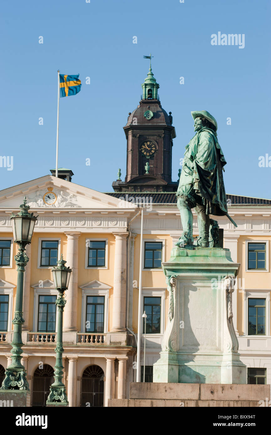 Statue of King Gustavus Adolphus of Sweden, in Gustavus Adolphus Square, Gothenburg. (Digitally altered, see description) Stock Photo