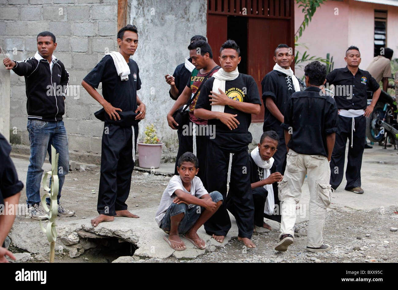 Members of the notorious Martial Arts group and youth gang PSHT, Dili, Timor Leste (East Timor) Stock Photo