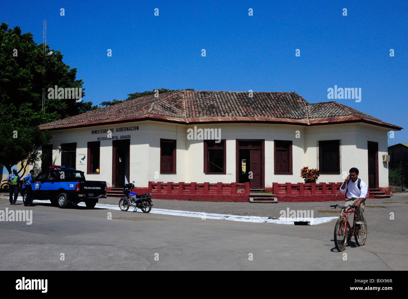 Ministerio de Gobernacion building close to the Railway Station, Granada, Nicaragua, Central America Stock Photo