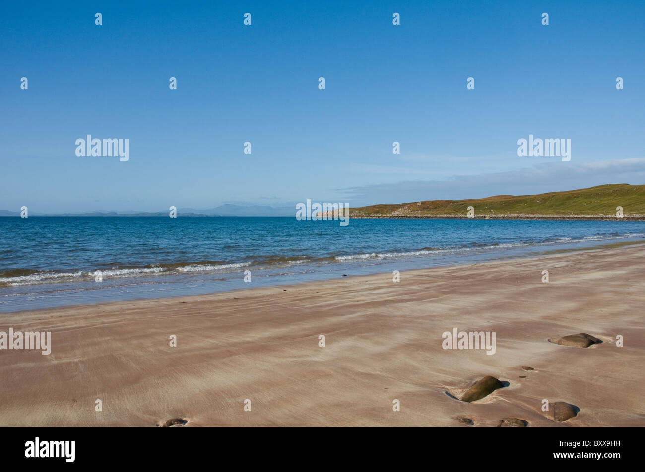 Redpoint beach nr Gairloch Ross & Cromarty Highland Scotland with Isle of Skye in background Stock Photo