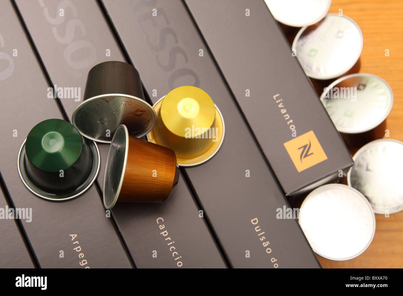 Nespresso expresso coffee capsules Stock Photo