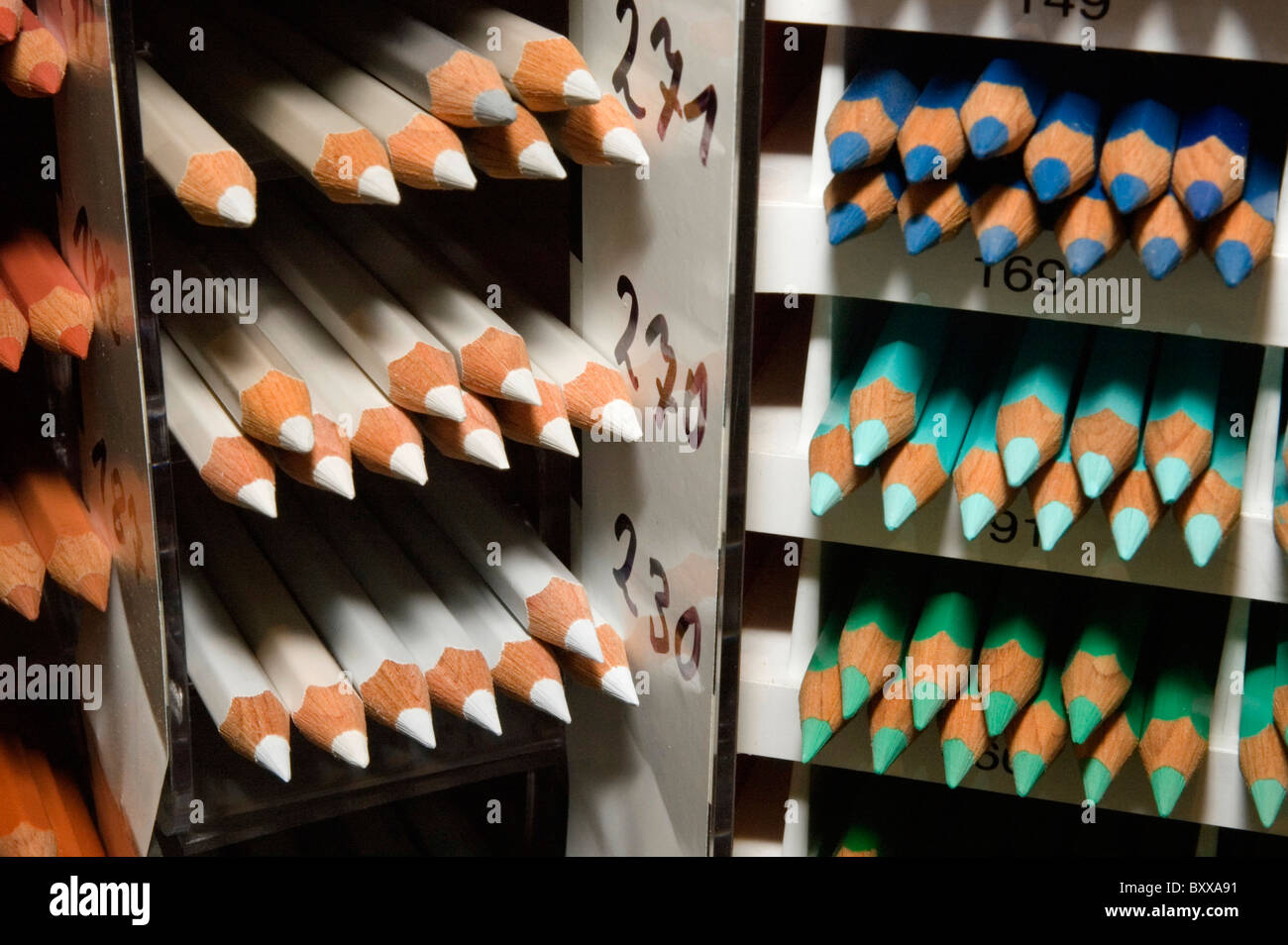 Colored Pencils at Tube Artservice, Hamburg, Germany Stock Photo