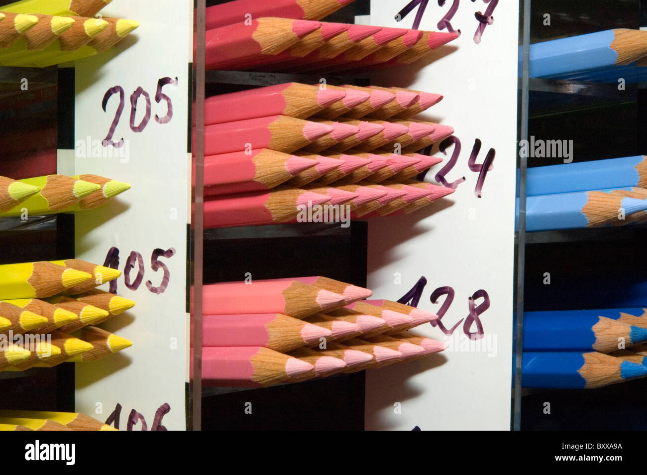 Coloured Pencils at Tube Artservice, Hamburg, Germany Stock Photo