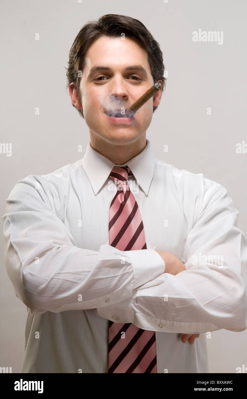 Man smoking a cigar Stock Photo Alamy