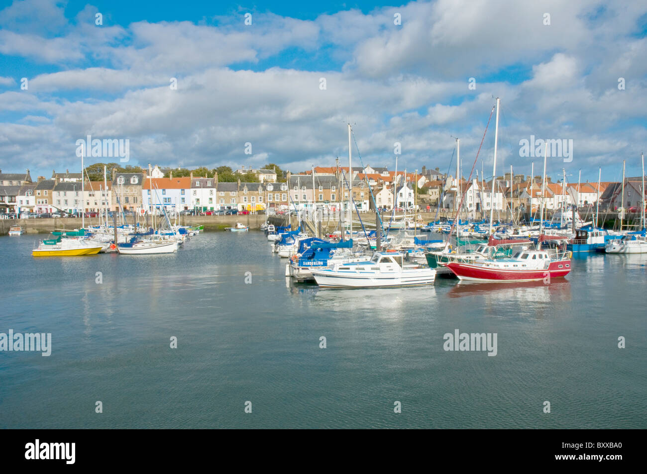 Boats & yachts in marina Anstruther Harbour Fife Scotland Stock Photo