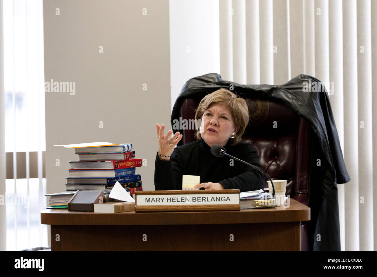 Mary Helen Berlanga of the Texas State Board of Education (SBOE), at a contentious hearing on