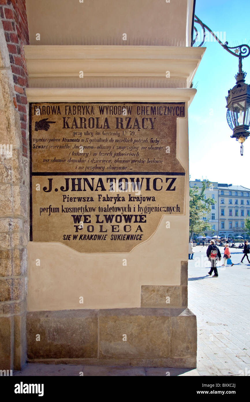 Subtitles stored on Cloth Hall Bracka Street side, Market Square, Cracow, Poland Stock Photo