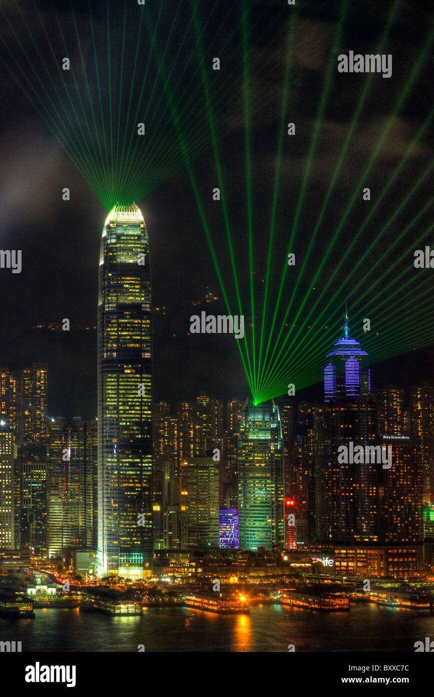 The spectacular Symphony Of Lights on Hong kong Island from Victoria ...