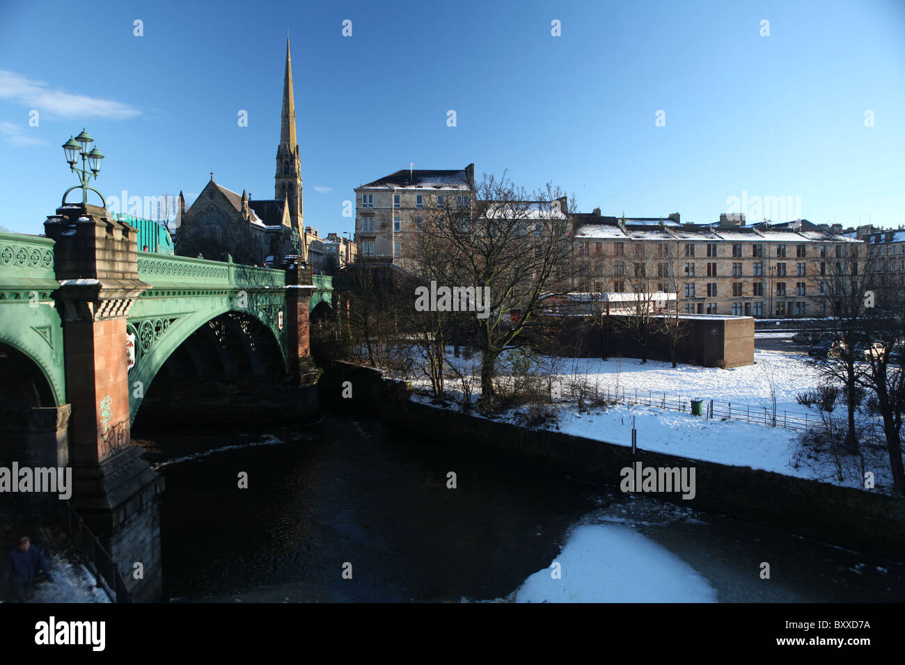 Winter view of the West End in Glasgow, Scotland Stock Photo