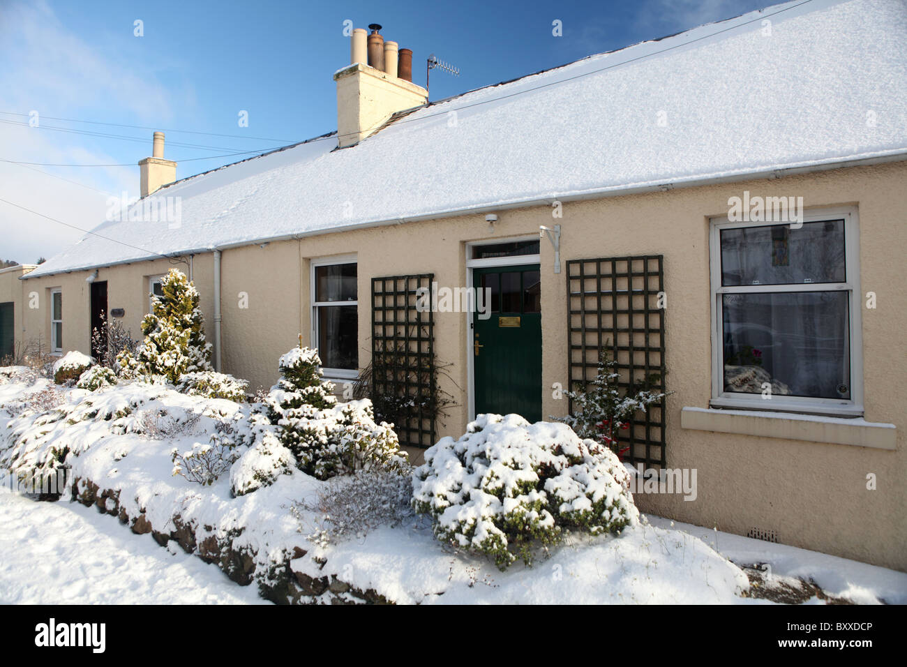 A winter scene of the village of West Linton, Scottish Borders in