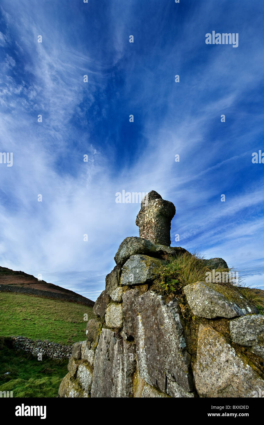 Sky dramatic clouds headland pasture field pathway building structure