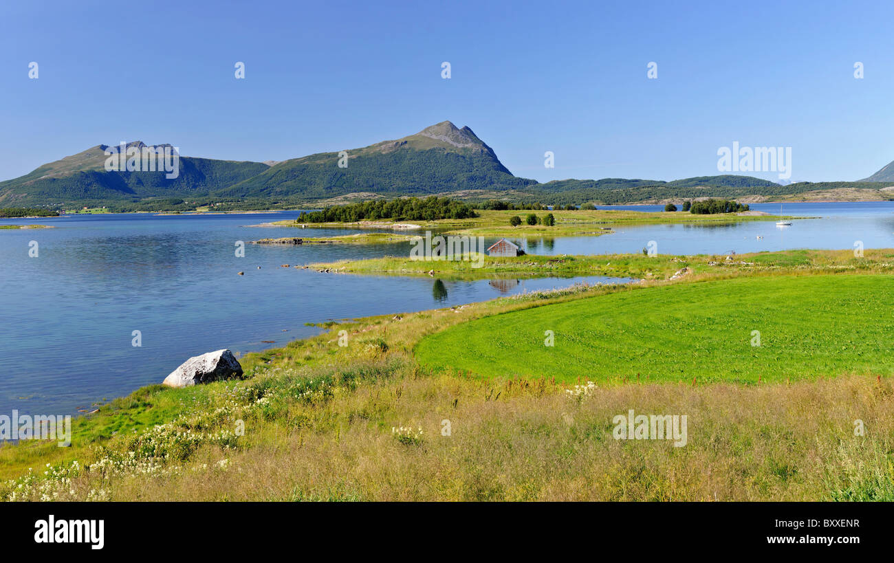 Colorful landscape scenery in Steigen, Nordland, North Norway Stock Photo