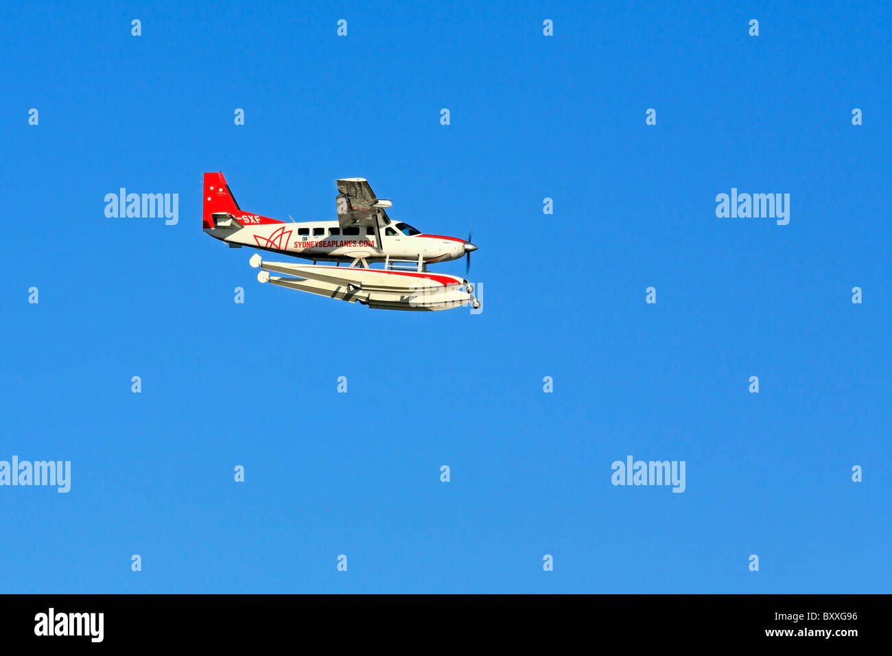 Sydney Sea Plane, Cessna Caravan C 208, 2007 model with a blue sky background. Australia Stock Photo