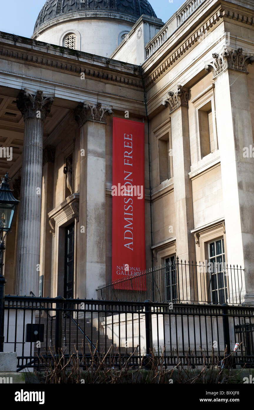 Admission free sign outside the National Gallery, London, UK Stock ...