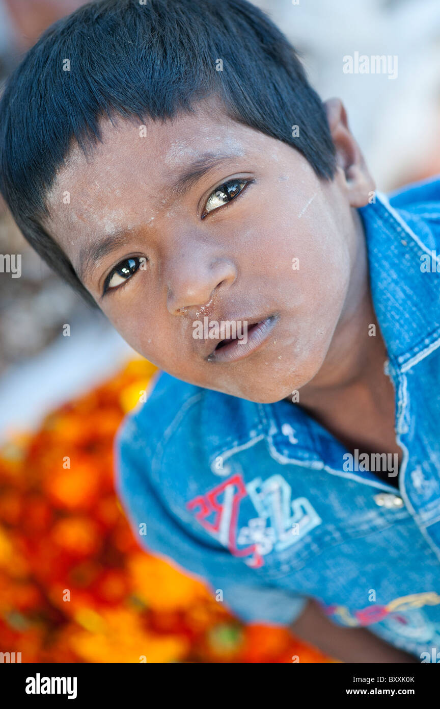 Happy young Indian street boy portrait. Andhra Pradesh, India Stock Photo