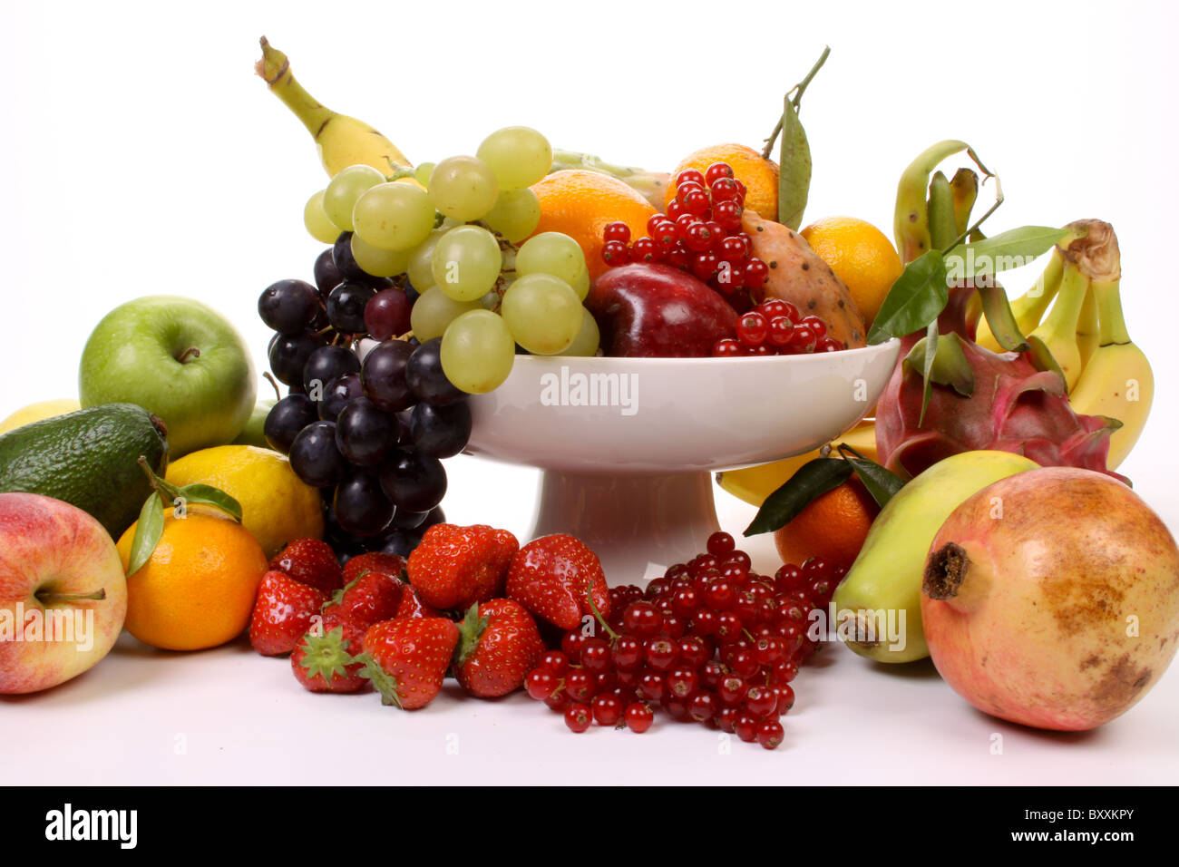 Composition of several fruits on a fruit-dish Stock Photo - Alamy