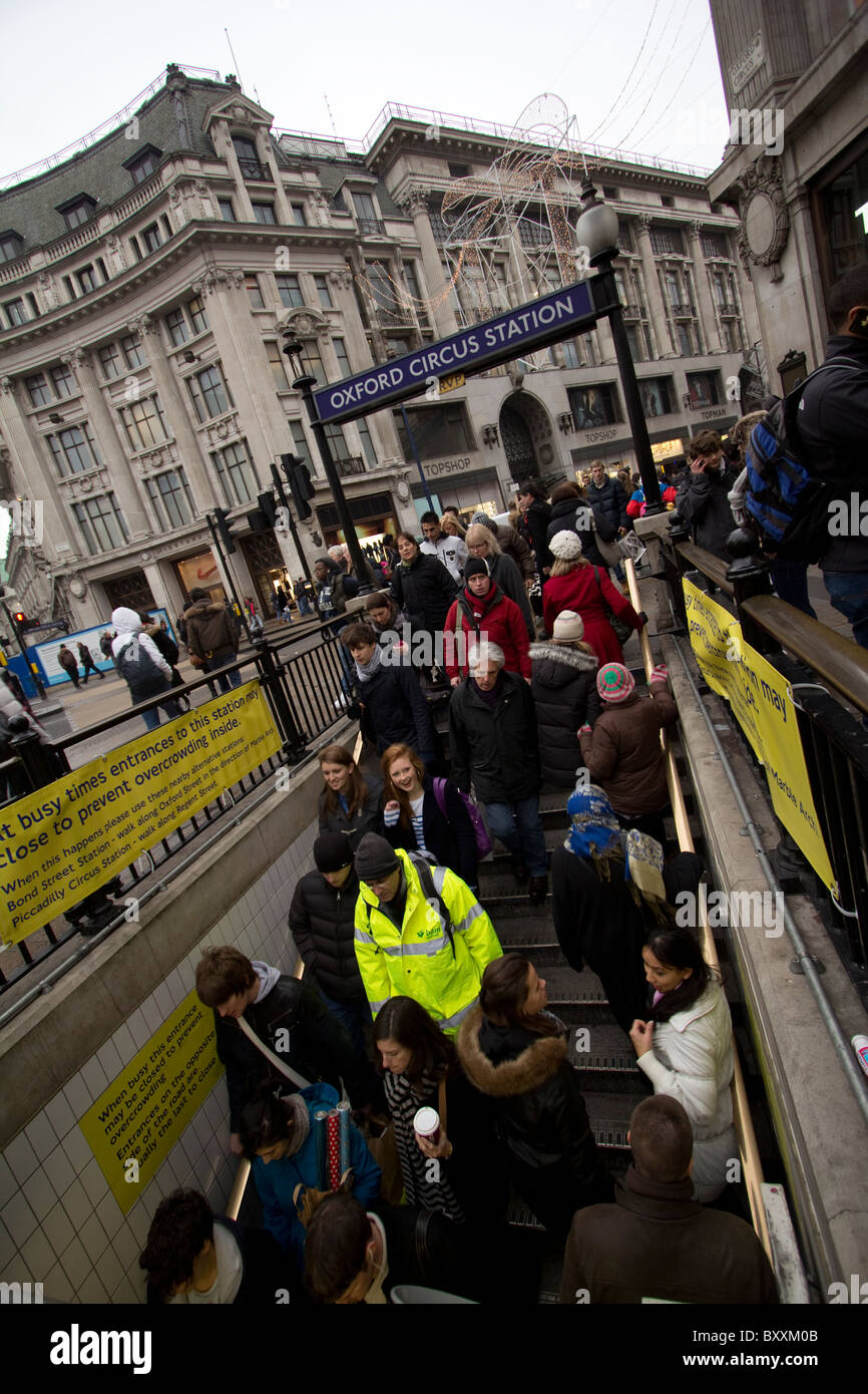 Crowded Oxford Street underground entrance Stock Photo