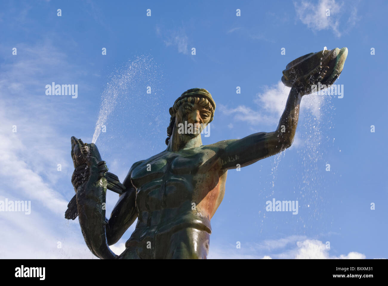 Statue of Poseidon on the Avenyn in Gothenburg Sweden Stock Photo