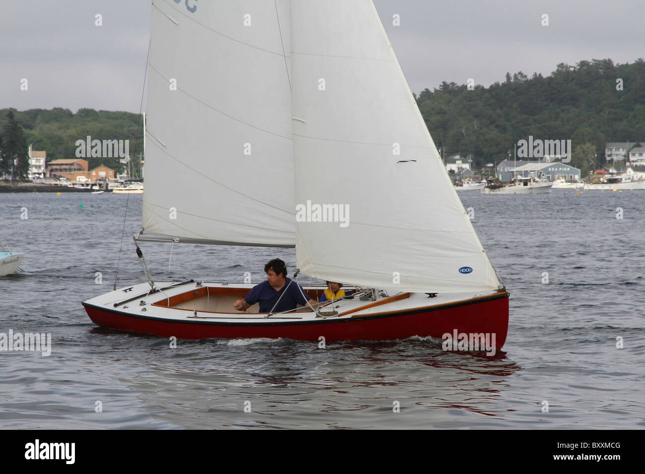 Sailboat Racing in Boothbay Harbor Stock Photo