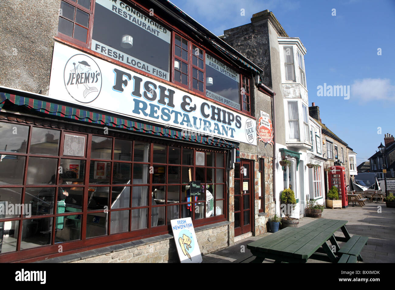 Fish and chips restaurant in St. Just, Cornwall, South West England, UK